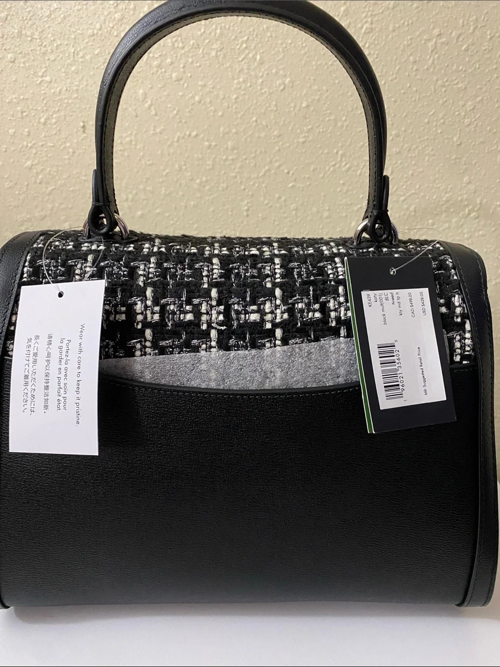 Kate Spade Katy Tweed Medium Top Handle Satchel NWT